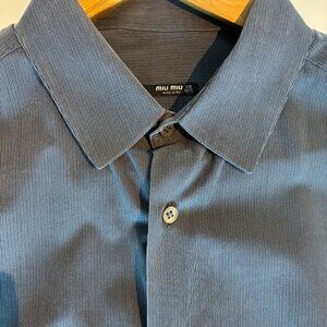 MIU MIU vintage men's dress shirt gray striped size 15.5
